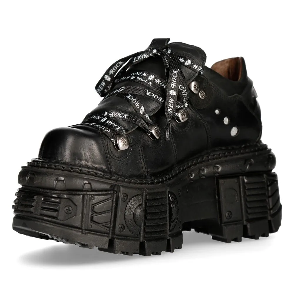 NEW ROCK - M-TANK120N - Black Lace Up Tower Shoes