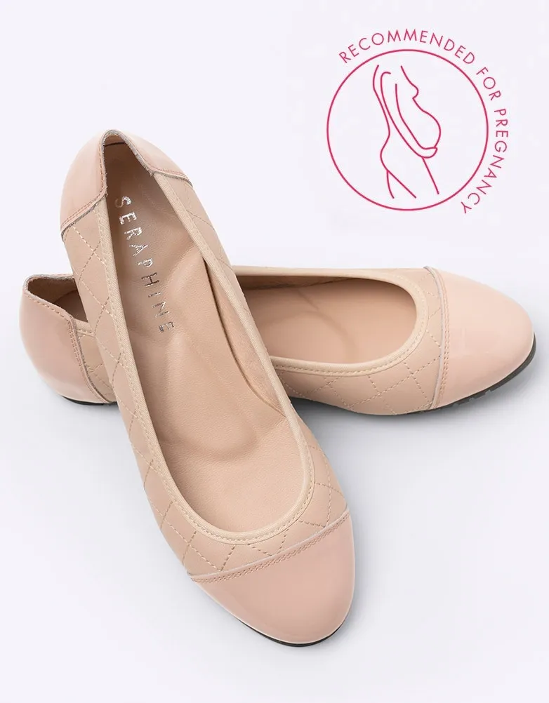 Nude Quilted Ballet Flats