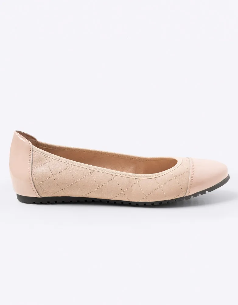 Nude Quilted Ballet Flats