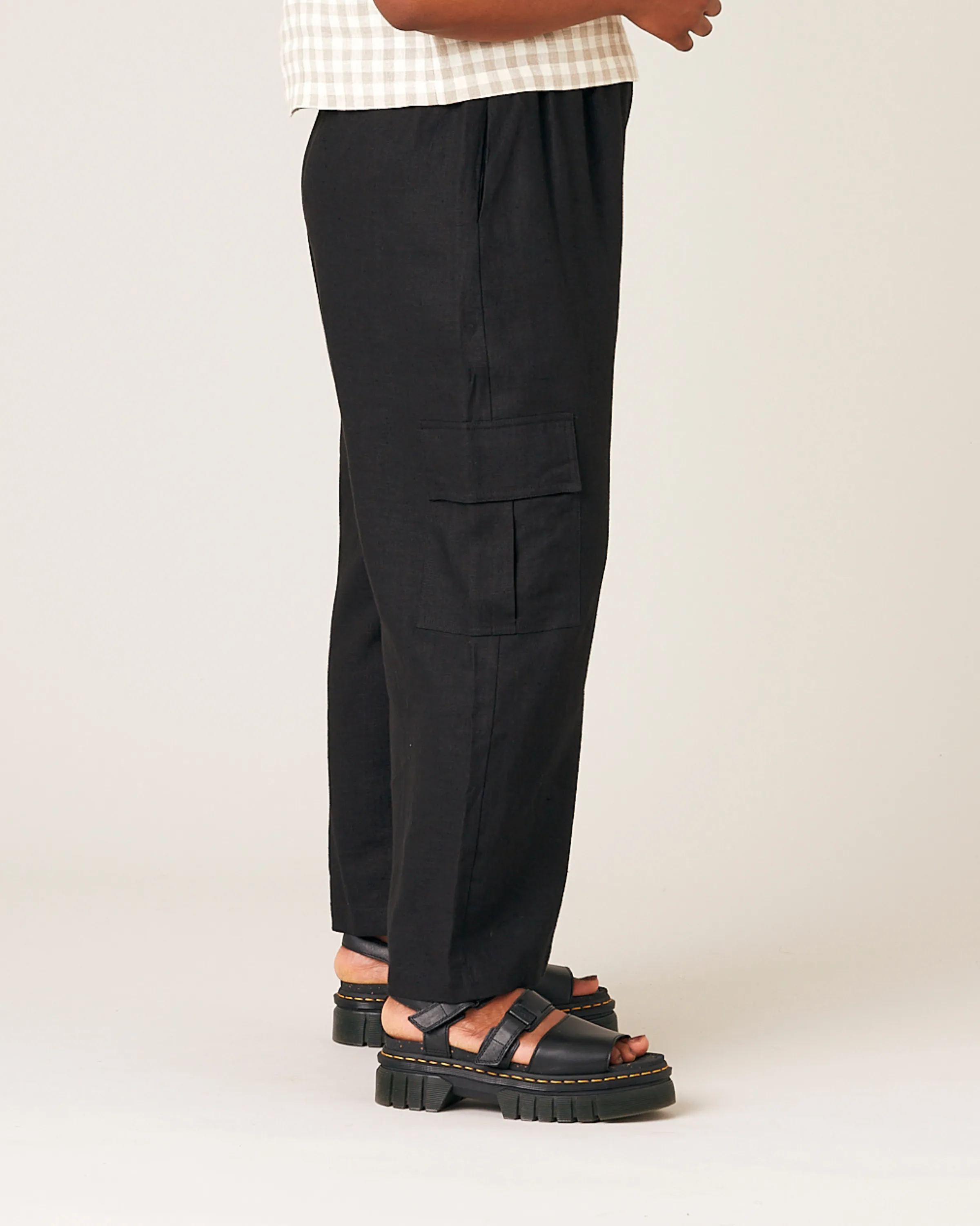 Orla Wide Leg Linen Trousers - Black