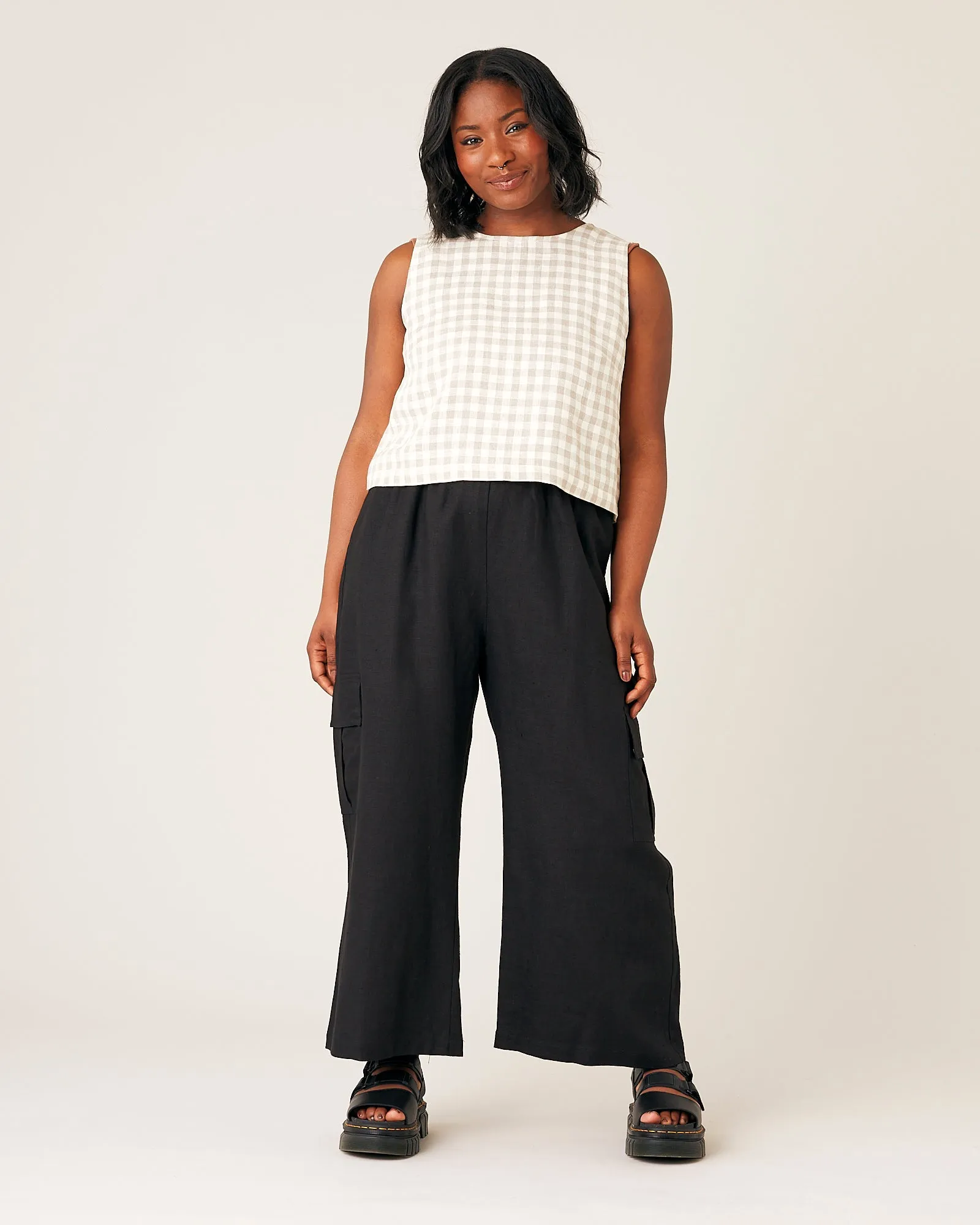 Orla Wide Leg Linen Trousers - Black