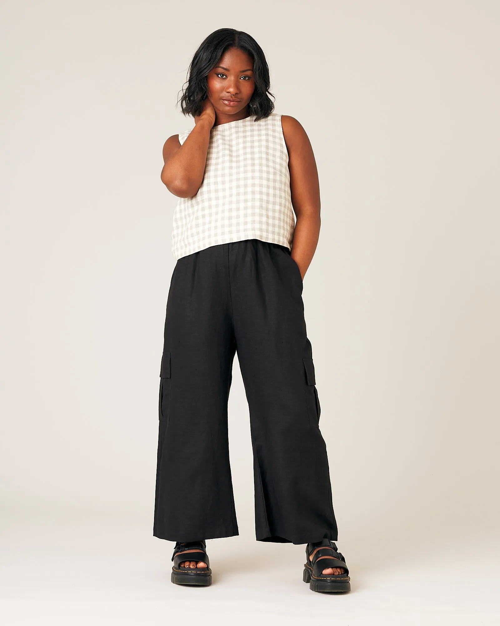 Orla Wide Leg Linen Trousers - Black