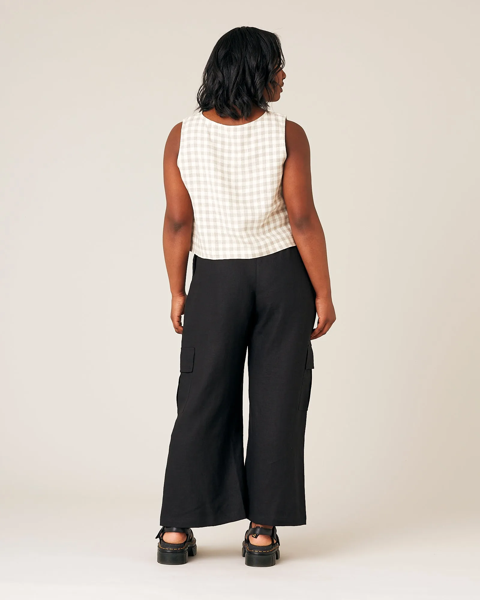 Orla Wide Leg Linen Trousers - Black