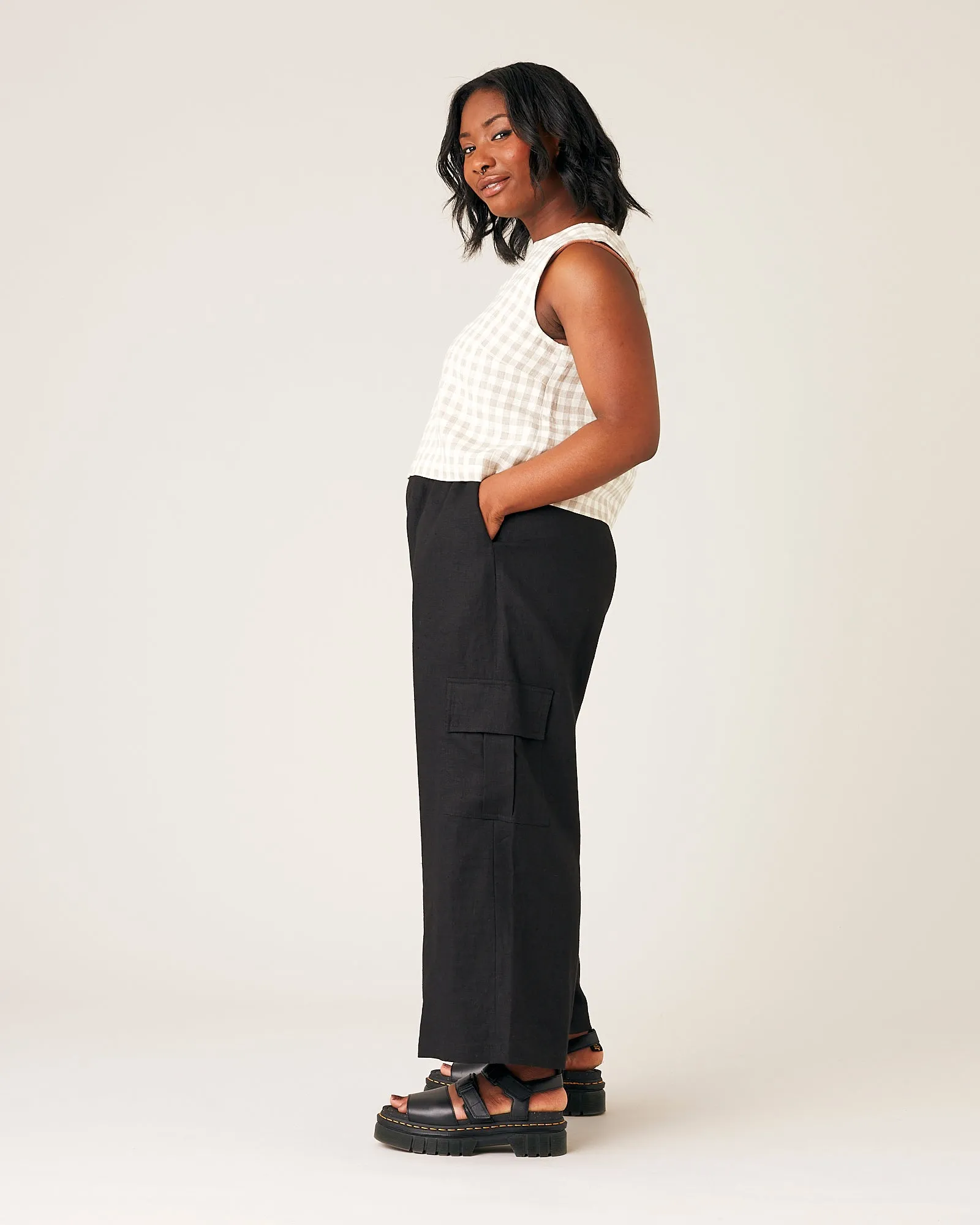 Orla Wide Leg Linen Trousers - Black