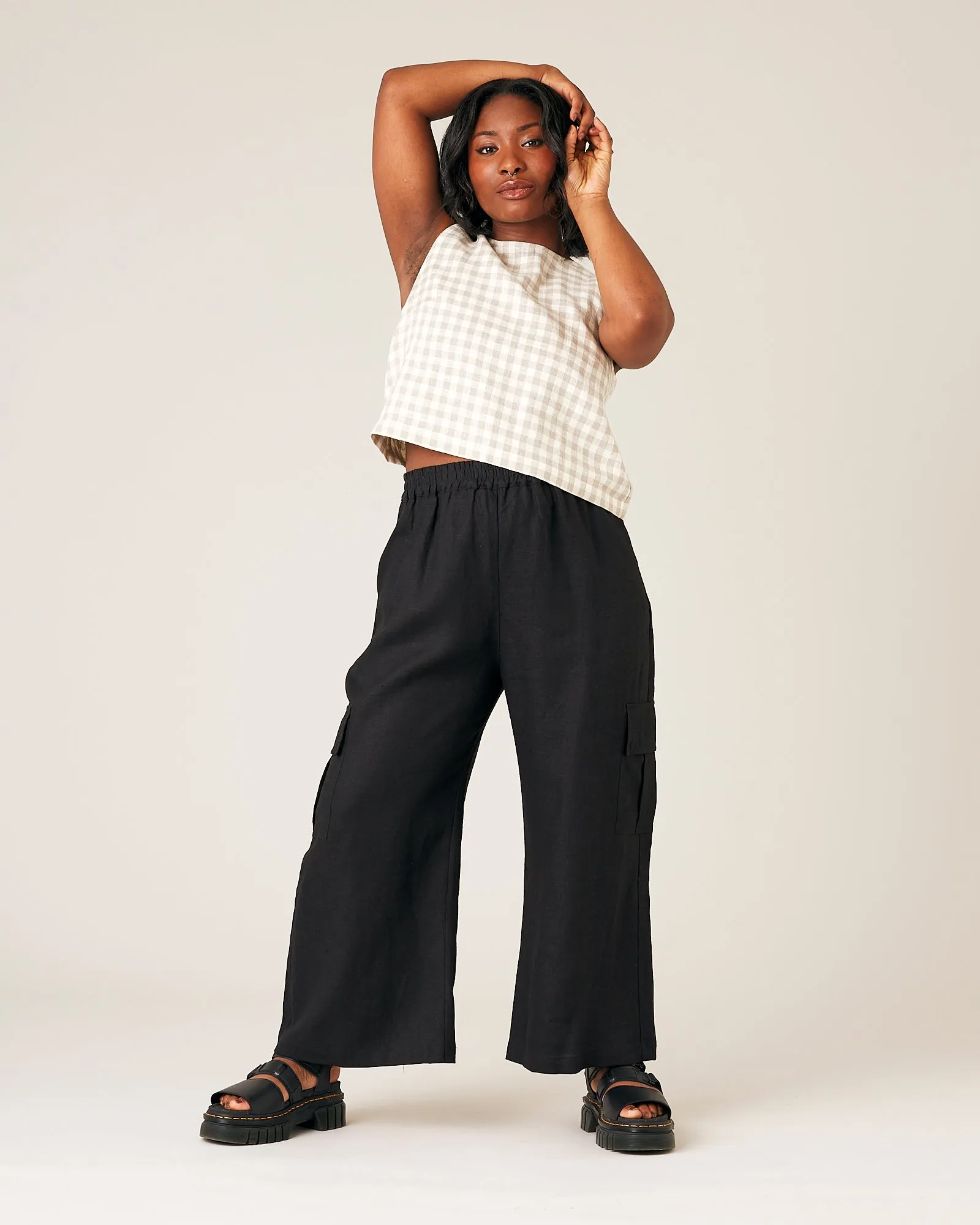 Orla Wide Leg Linen Trousers - Black