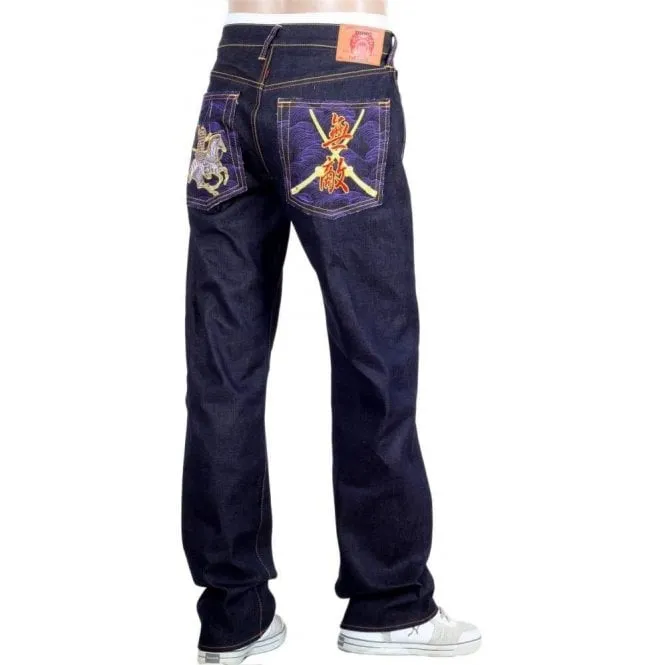 Oroginal Cut Horse and Sword Dark Indigo Raw Denim Jeans