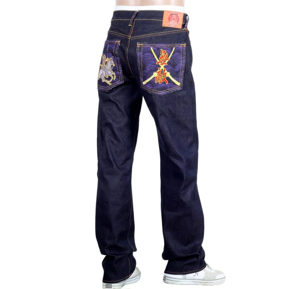 Oroginal Cut Horse and Sword Dark Indigo Raw Denim Jeans