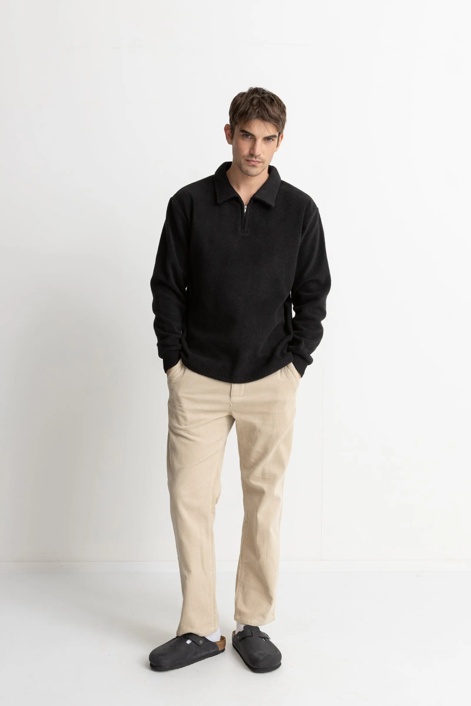 Oskar 1/4 Zip Reverse Fleece Black