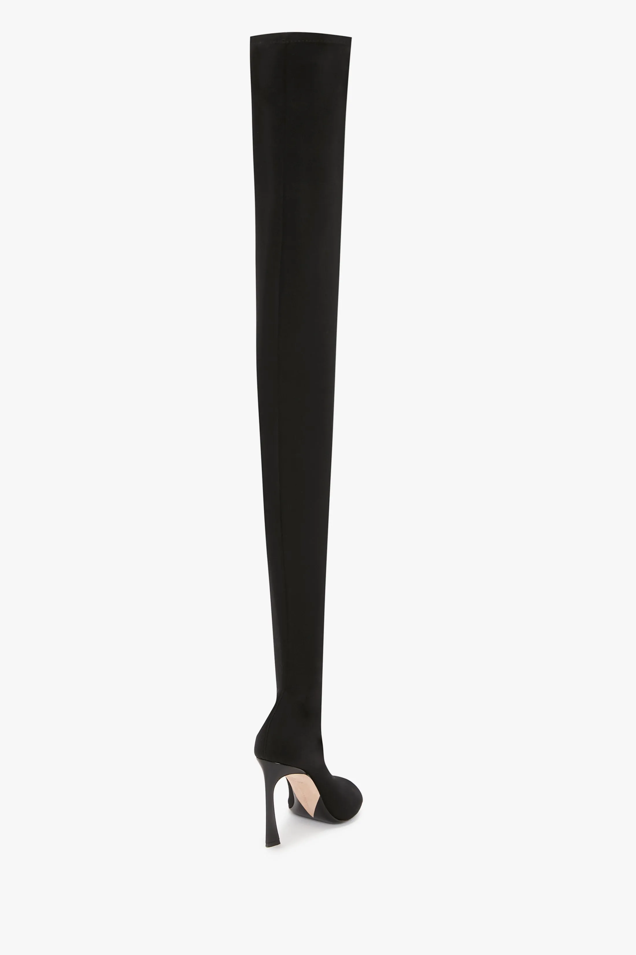 Peep Toe Stretch Jersey Boot In Black