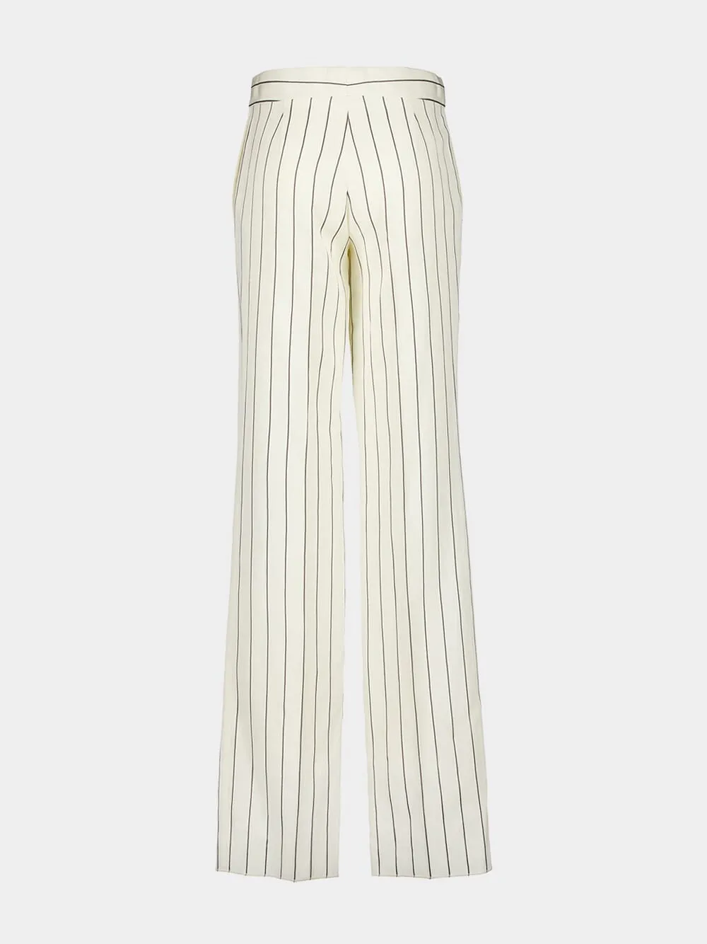 Pinstripe Cream Straight-Leg Trousers