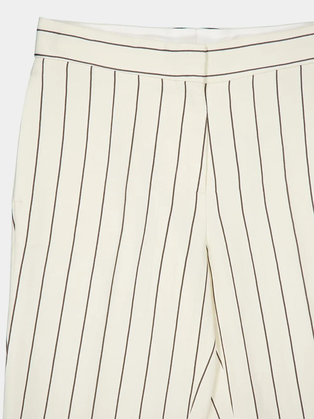 Pinstripe Cream Straight-Leg Trousers