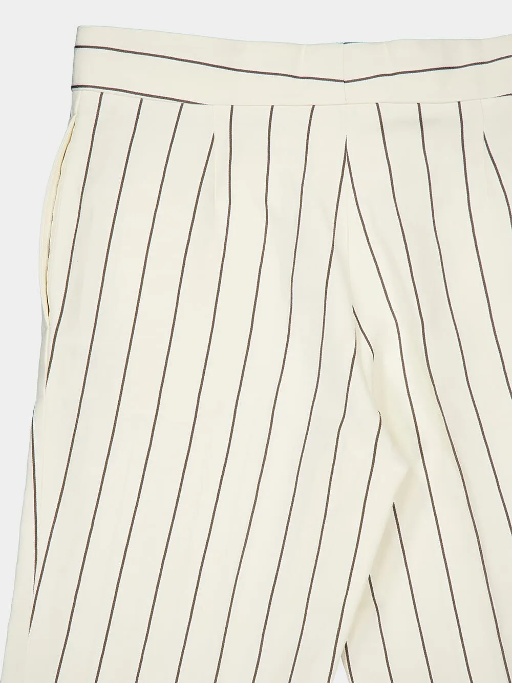 Pinstripe Cream Straight-Leg Trousers