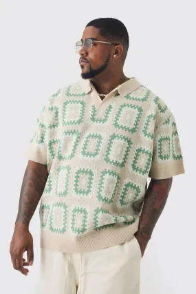 Plus Oversized Revere Crochet Polo