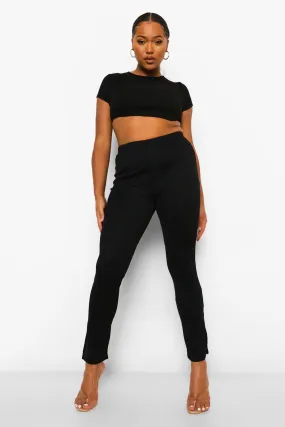 Plus Rib Split Hem Leggings