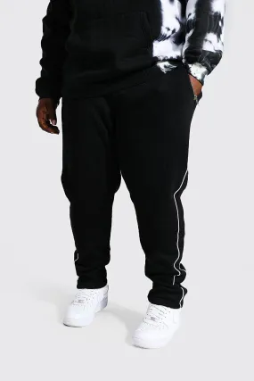 Plus Size Skinny Fit Joggers With Piping