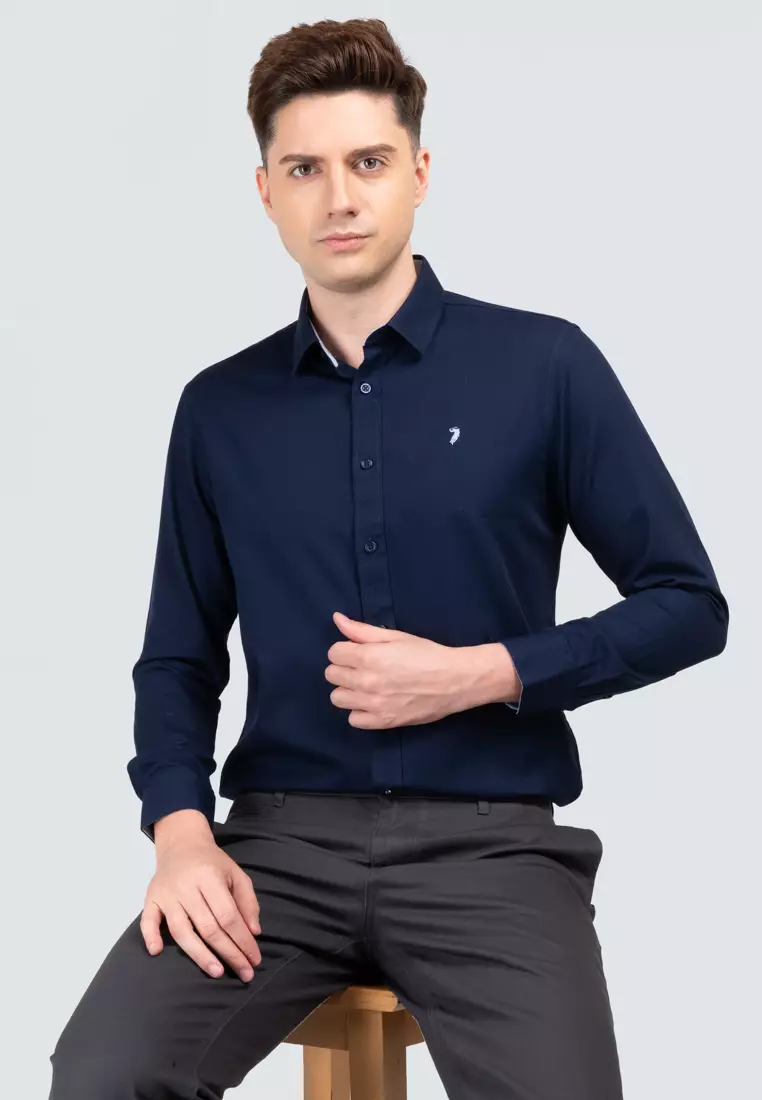 POLO HAUS Polo Haus - Men’s Tetoron Rayon Signature Fit Long Sleeve MBLS015