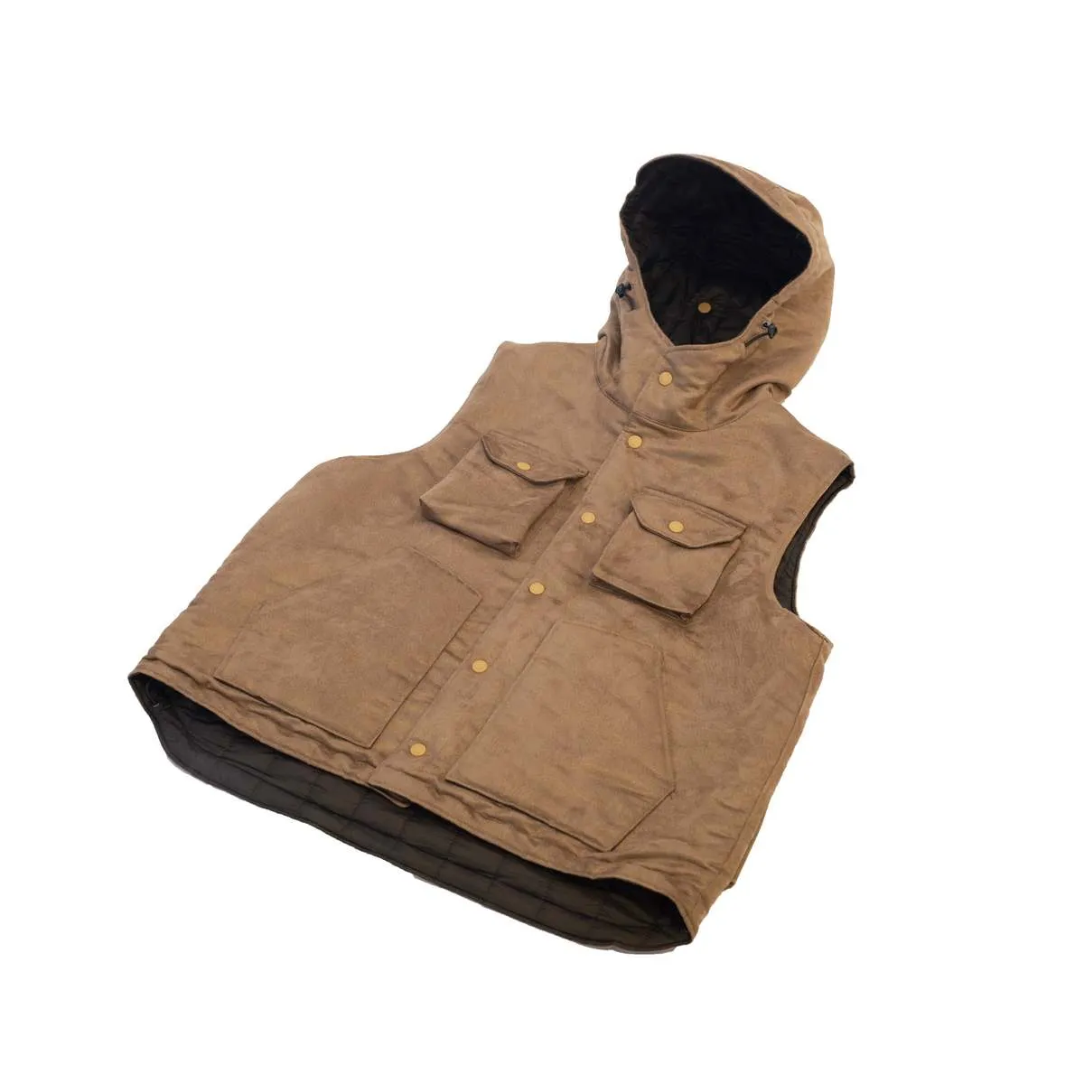 Polyester Fake Suede Field Vest - Khaki