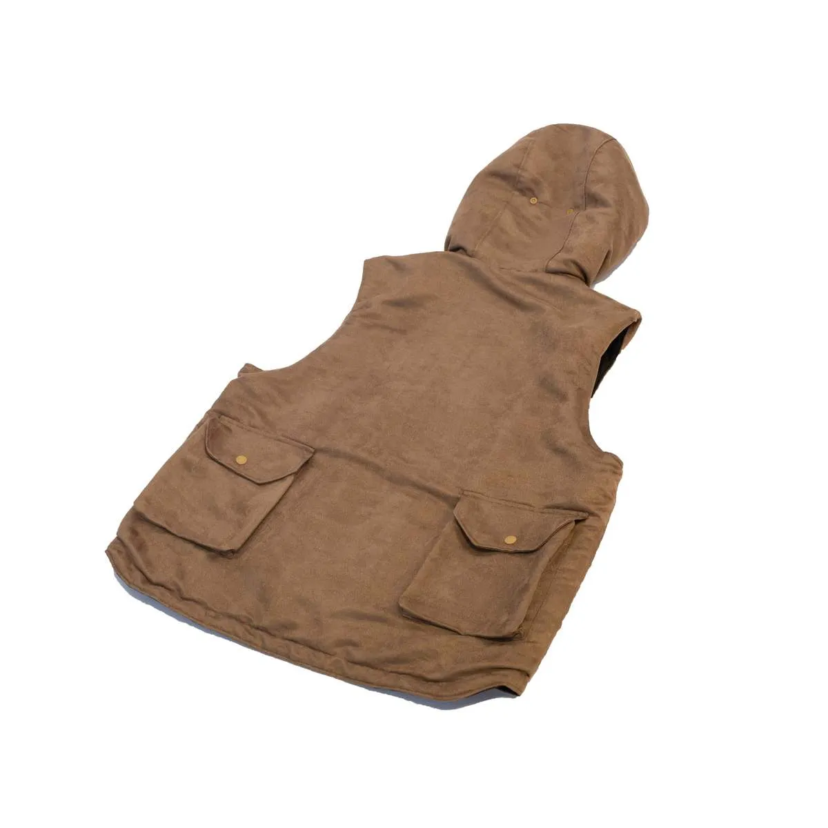 Polyester Fake Suede Field Vest - Khaki