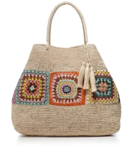 Rabarany Aztec Woven Raffia Bag