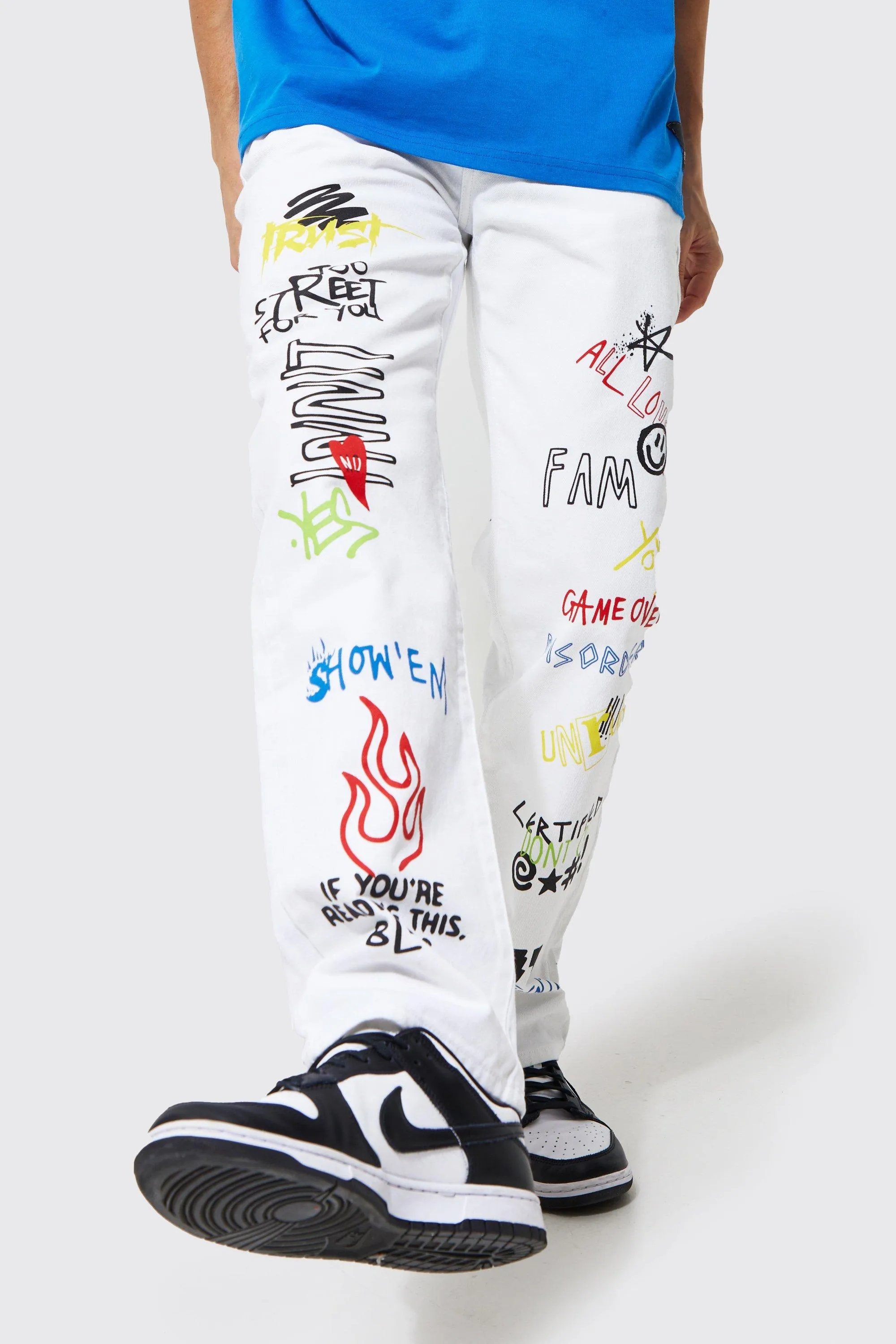 Relaxed Fit All Over Graffiti Jeans