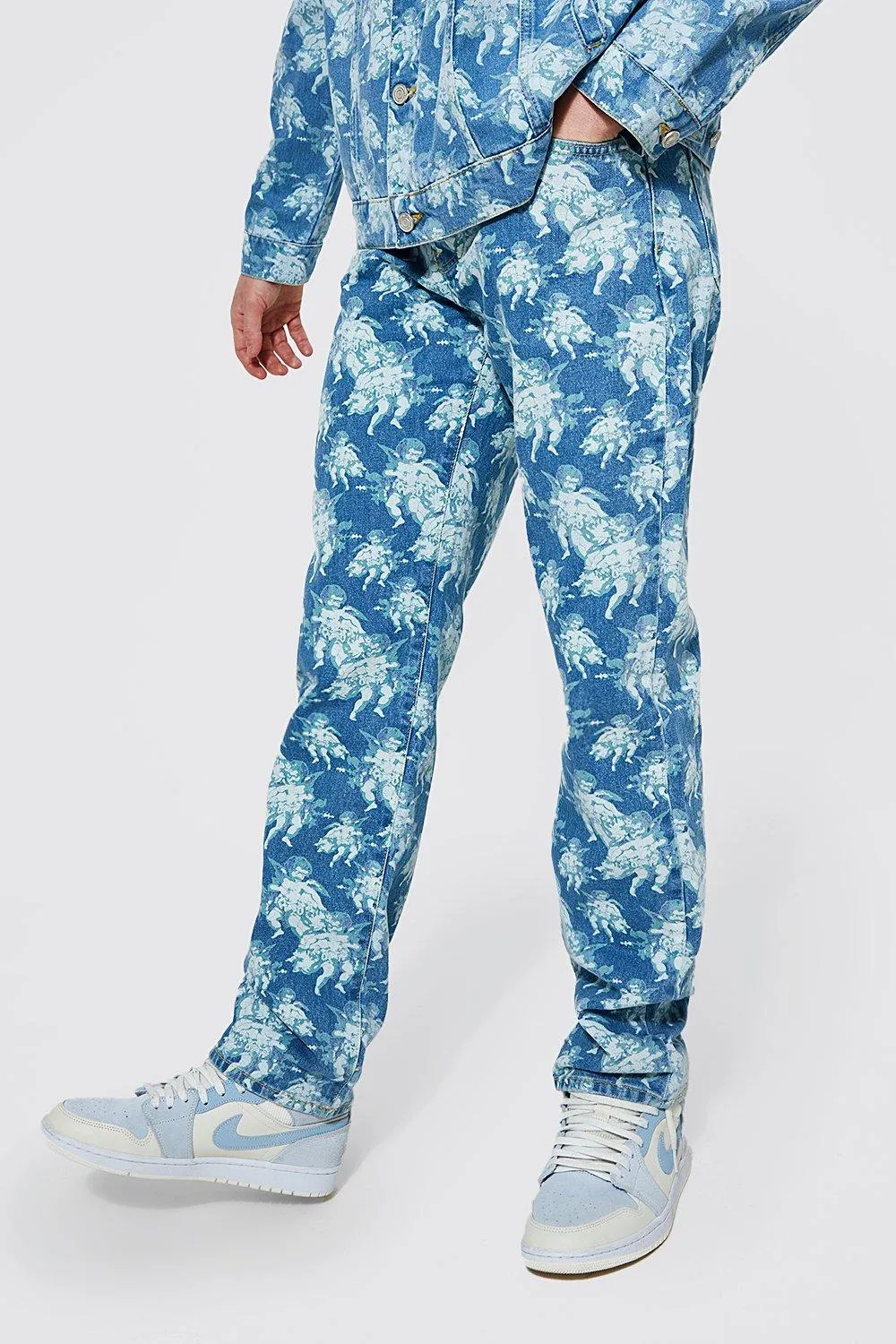 Relaxed Fit Cherub Print Jeans