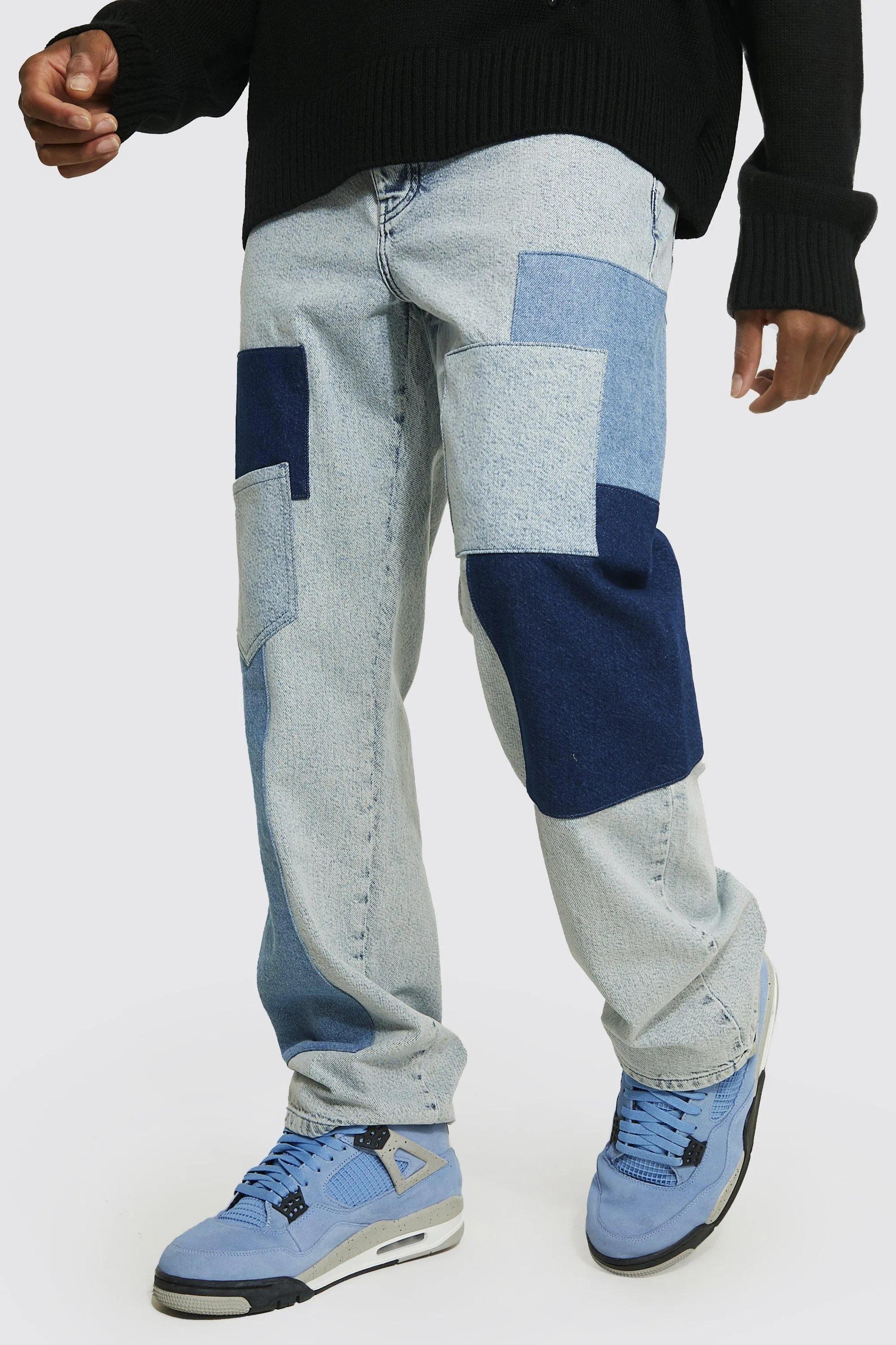 Relaxed Fit Rigid Patchwork Jeans