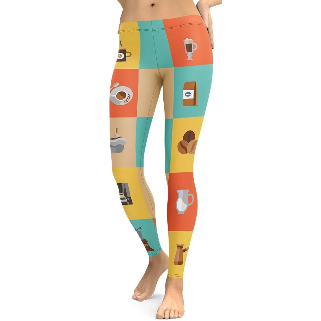 Retro Color Block Coffee Leggings