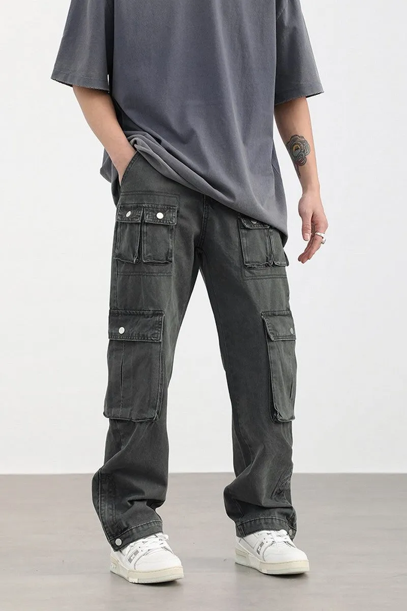 Retro Washed Multi Pocket Trousers