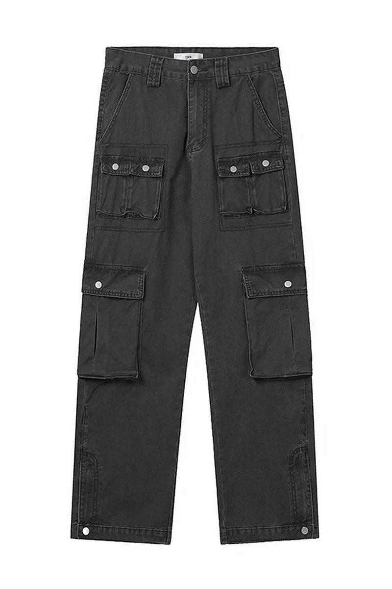 Retro Washed Multi Pocket Trousers