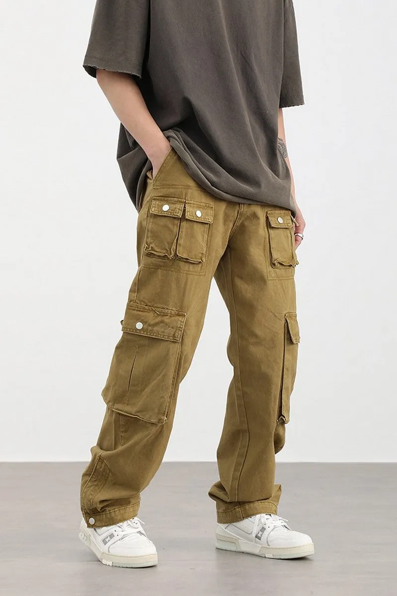 Retro Washed Multi Pocket Trousers