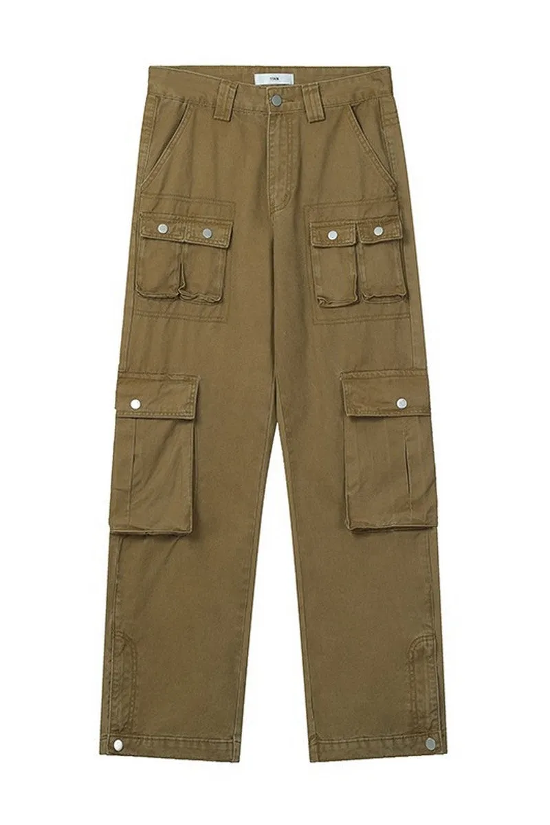 Retro Washed Multi Pocket Trousers