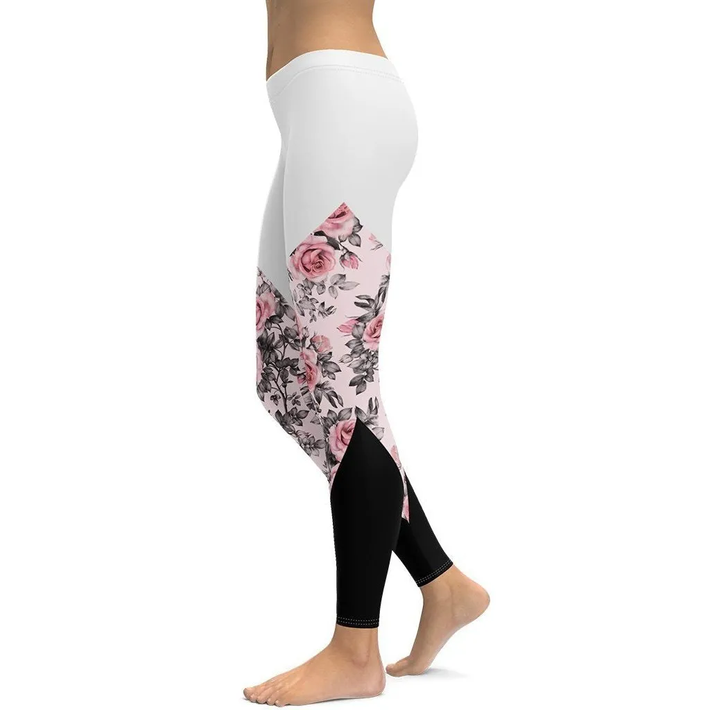 Rose Color Block Leggings