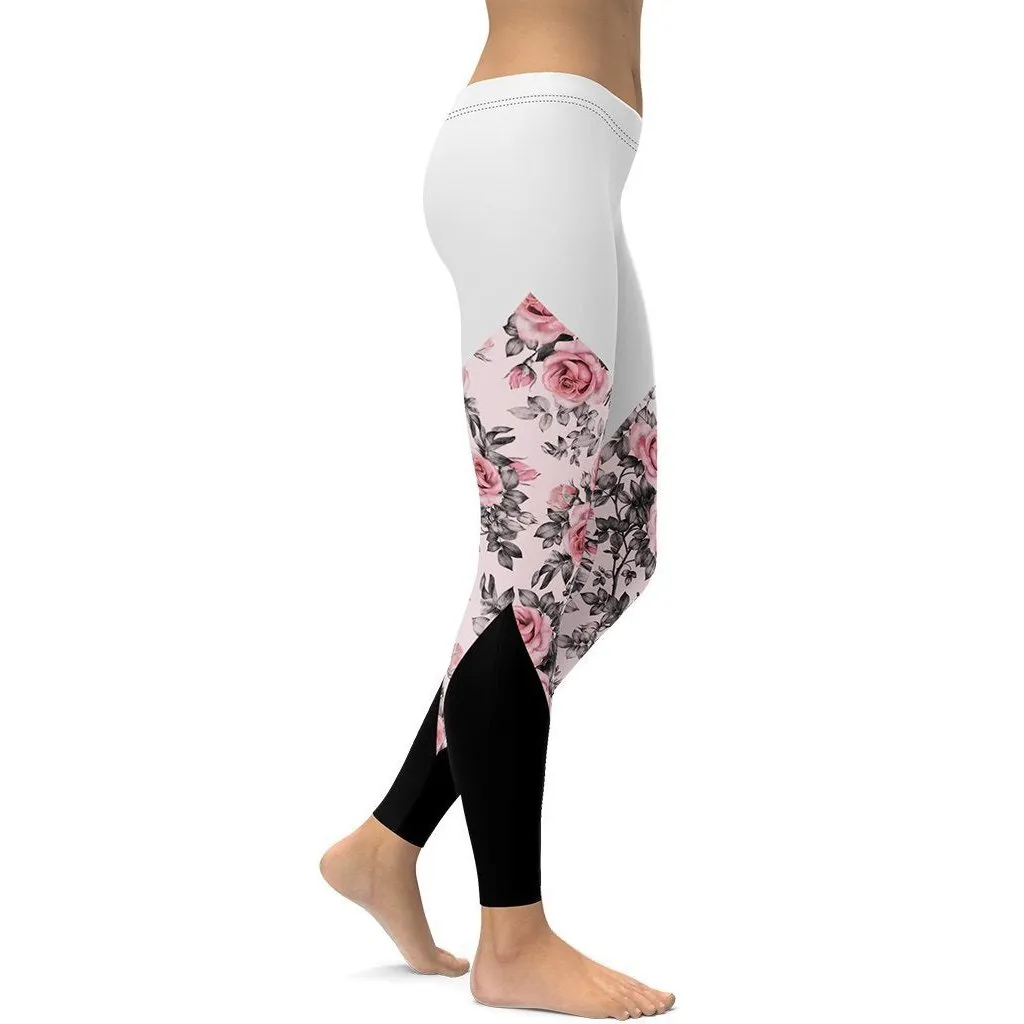 Rose Color Block Leggings