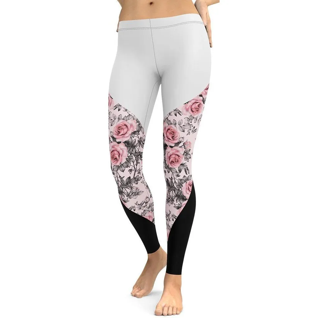 Rose Color Block Leggings