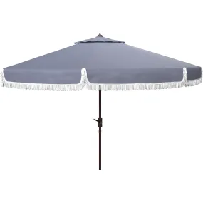 Safavieh Milan Fringe 11Ft Crank Umbrella, Grey