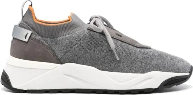 Santoni panelled knitted sneakers Grey