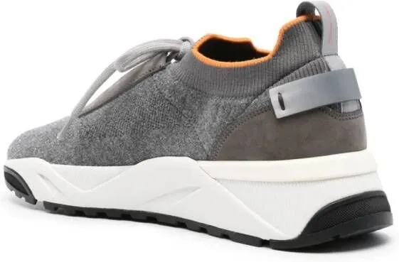 Santoni panelled knitted sneakers Grey