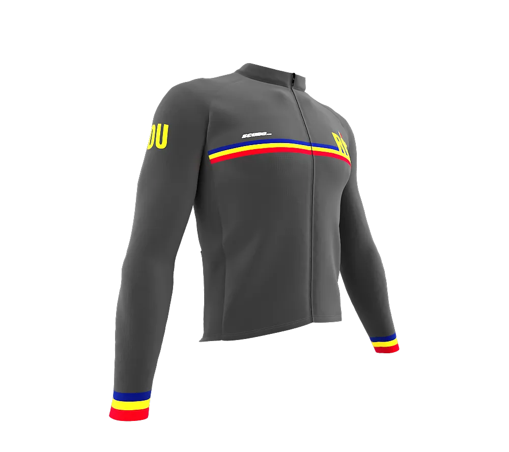 ScudoPro Pro Thermal Long Sleeve Cycling Jersey Country CODE Romania Gray | Men and Women