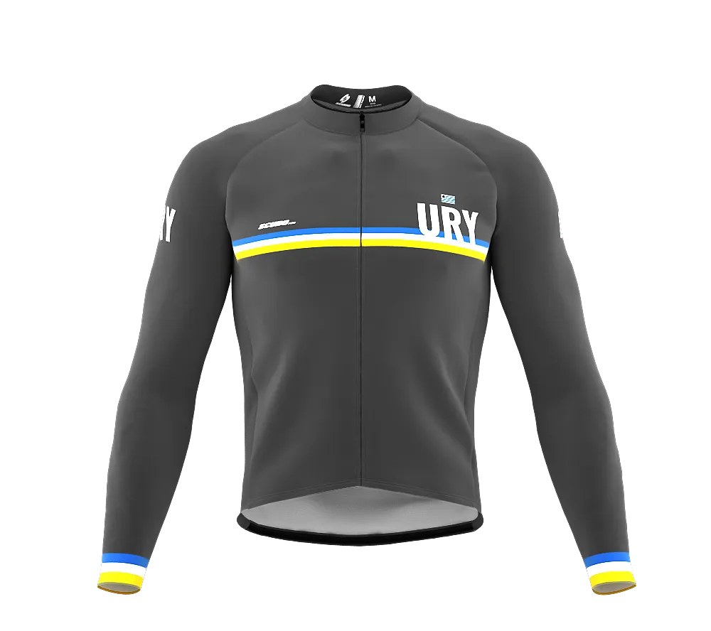 ScudoPro Pro Thermal Long Sleeve Cycling Jersey Country CODE Uruguay Gray | Men and Women