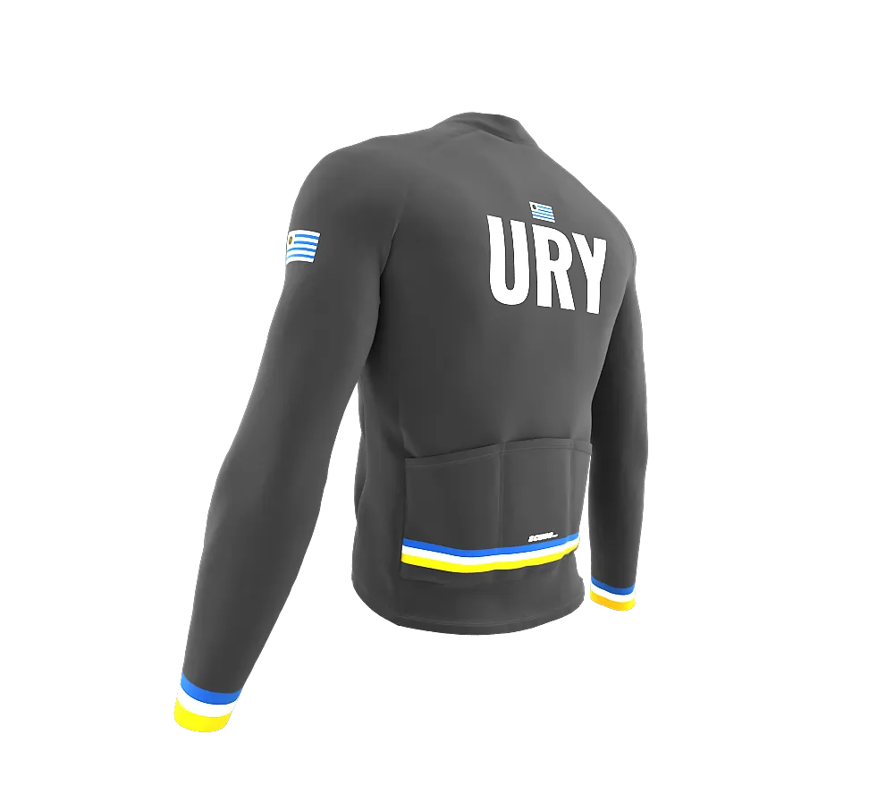 ScudoPro Pro Thermal Long Sleeve Cycling Jersey Country CODE Uruguay Gray | Men and Women