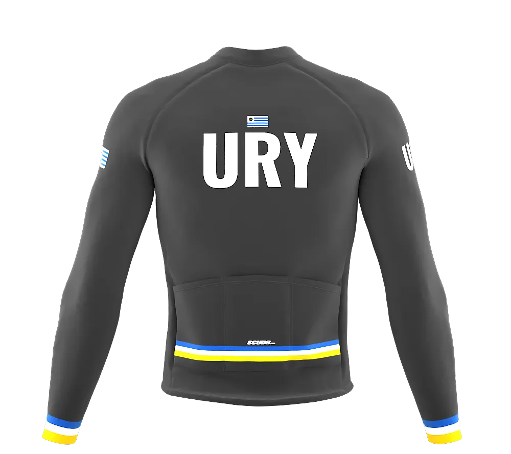 ScudoPro Pro Thermal Long Sleeve Cycling Jersey Country CODE Uruguay Gray | Men and Women