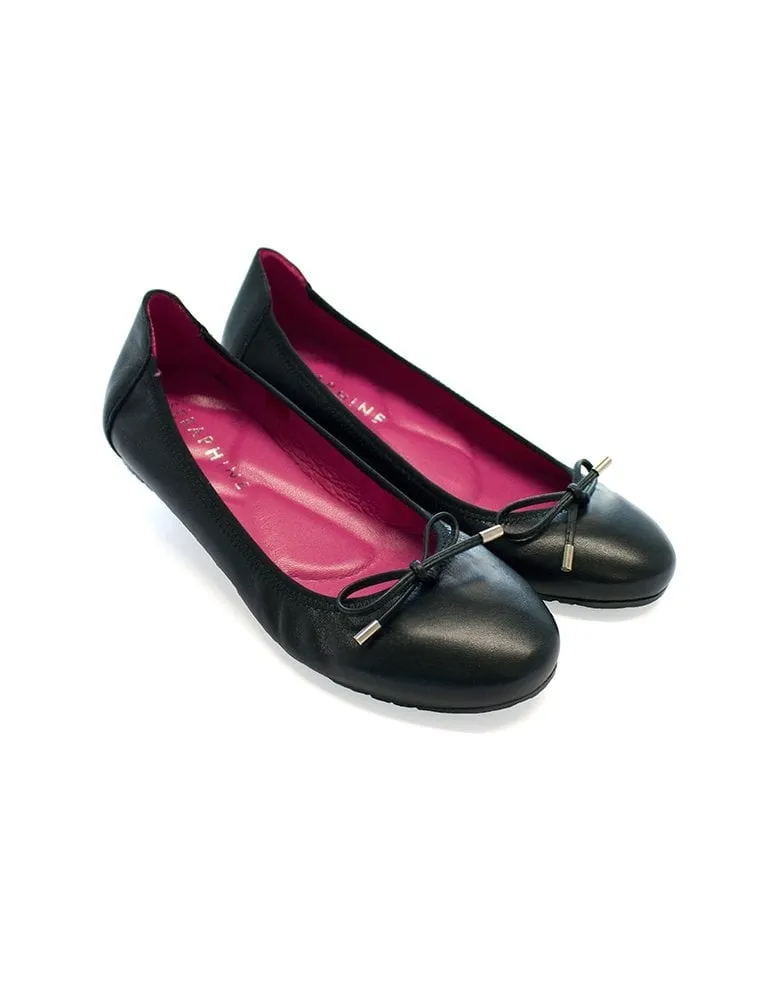 Seraphine Black Ballet Flats with Pink Insoles