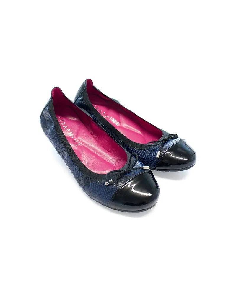 Seraphine Blue Python Ballet Flats