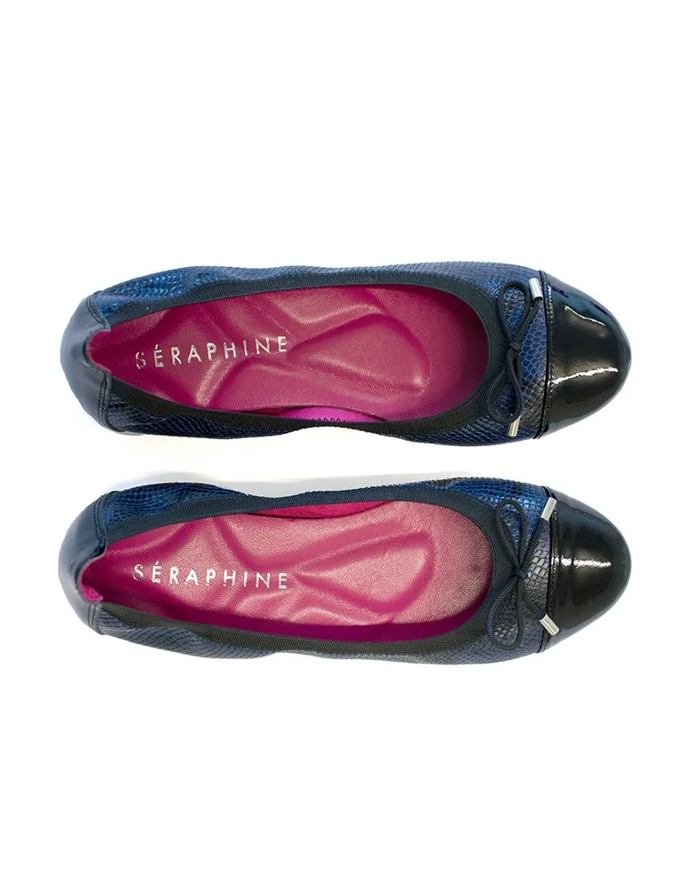 Seraphine Blue Python Ballet Flats