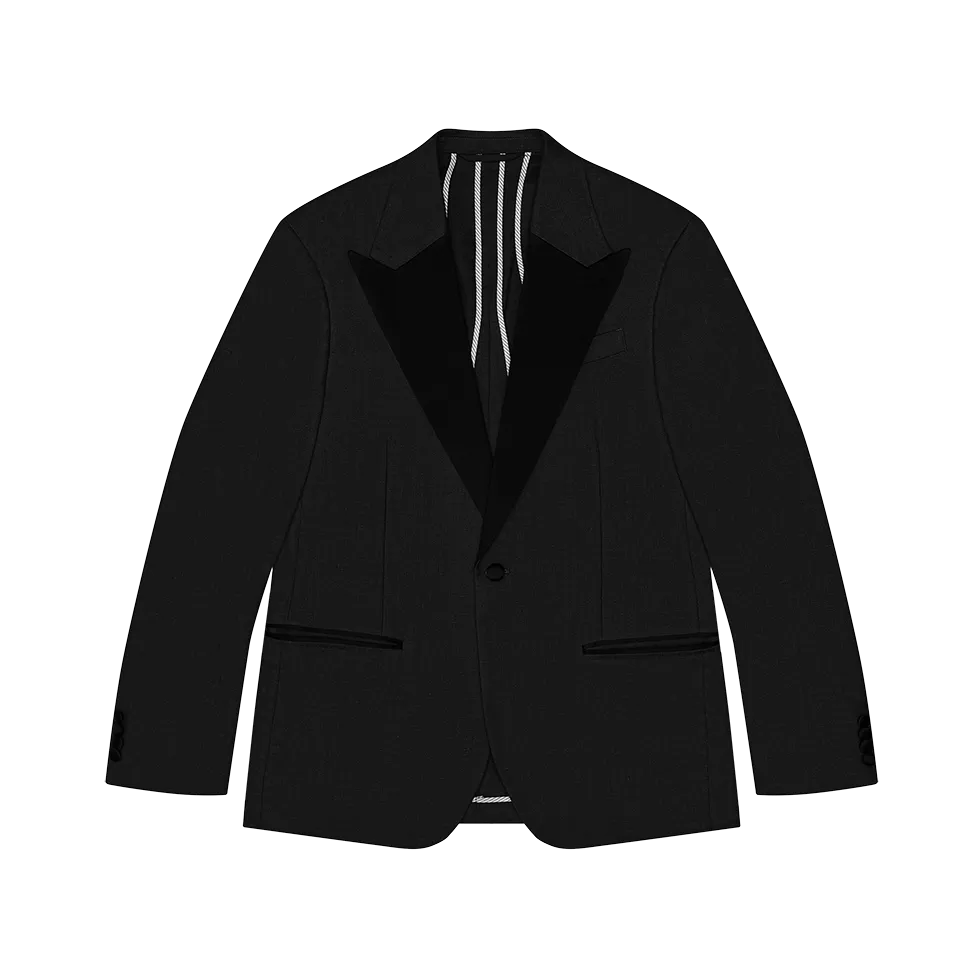 Shadow Black Linen Tuxedo Jacket