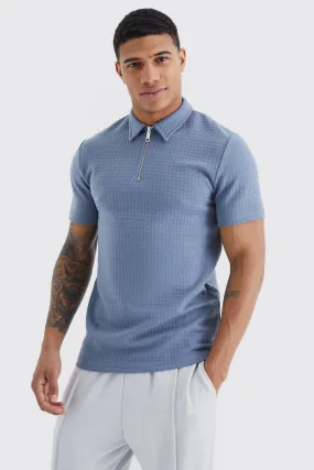 Short Sleeve Muscle Cable Textured Polo