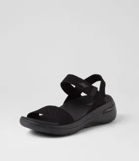 SKECHERS Go Walk Af Sandal Black Fabric Sandals