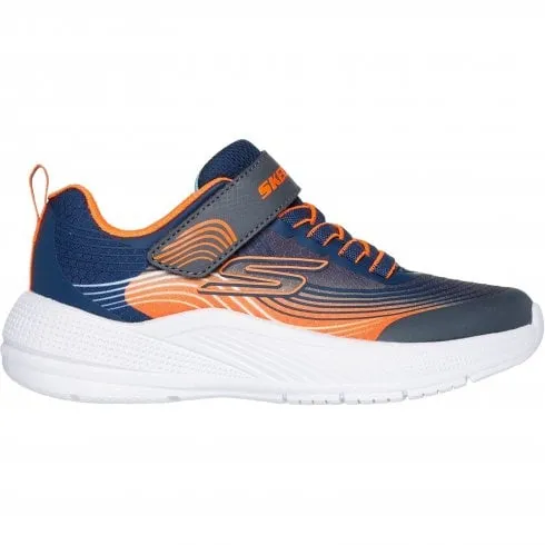 Skechers Microspec Advance | Navy/Orange | Boy's Colourful Sporty Trainers