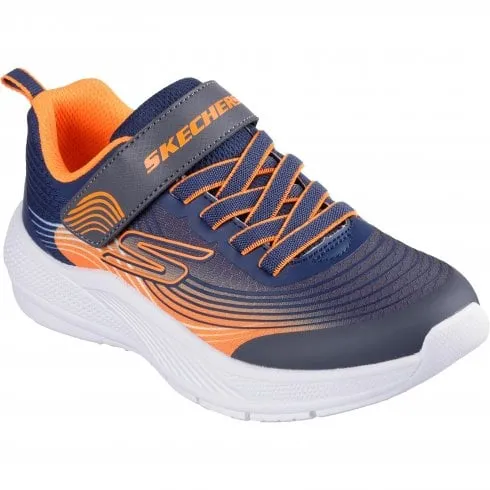 Skechers Microspec Advance | Navy/Orange | Boy's Colourful Sporty Trainers