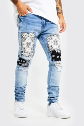 Skinny Stacked Bandana Patch Jeans